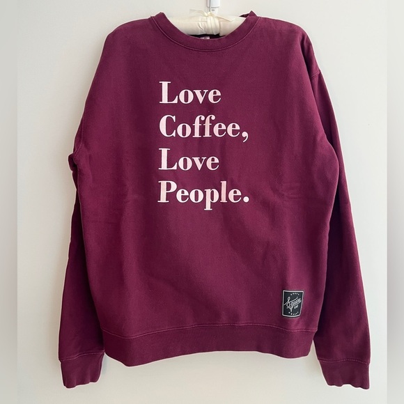 Independent Trading Tops - SWEATSHIRT Graphic "Love Coffee Love People" Casual Cabincore Cozy Long Sleeve